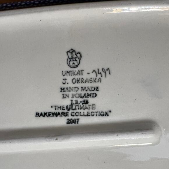 Unikat 1497 Ultimate Bakeware Butterfly Holly 10" Baker Blue Boleslawiec Poland - Picture 5 of 10